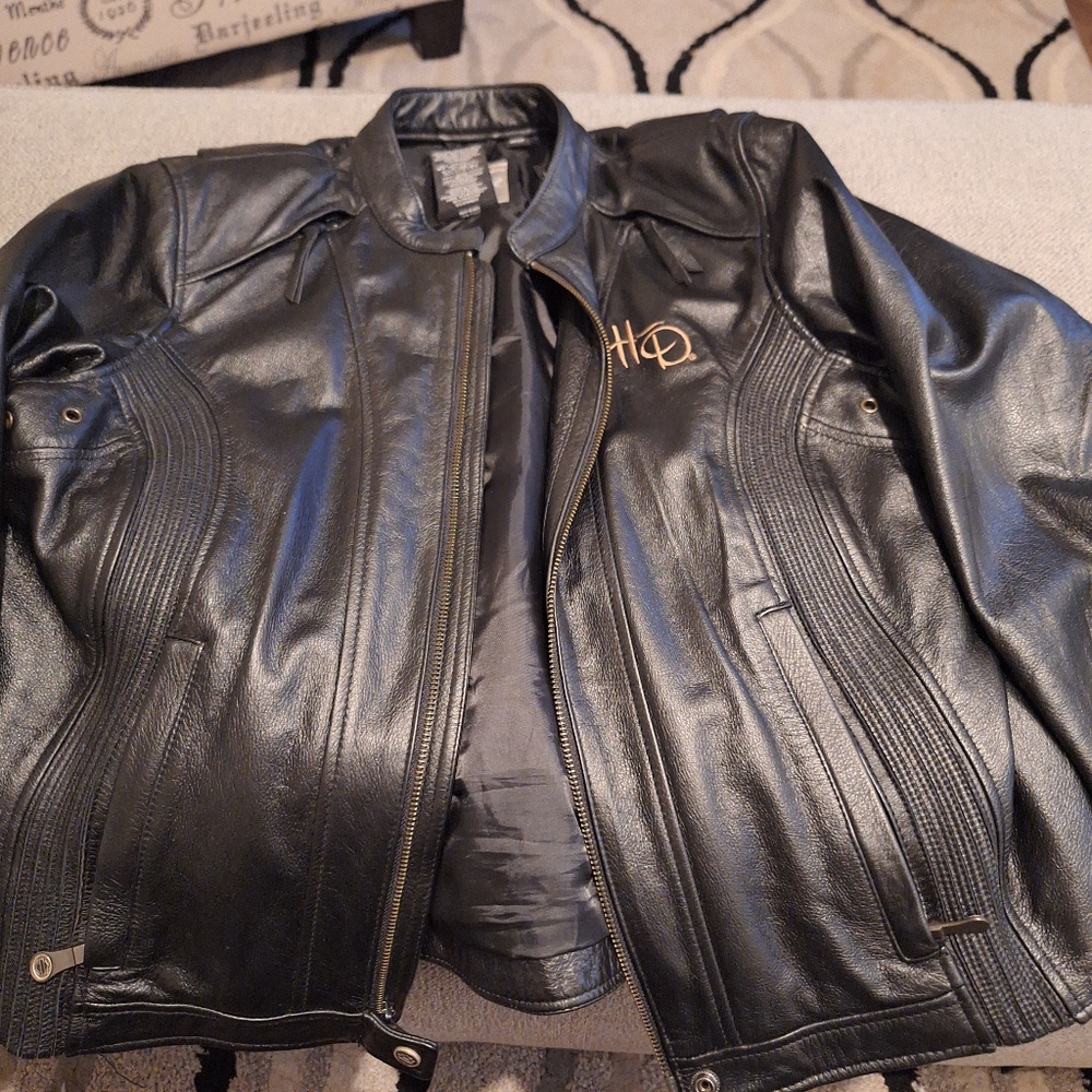 Leather harley davidson coat
